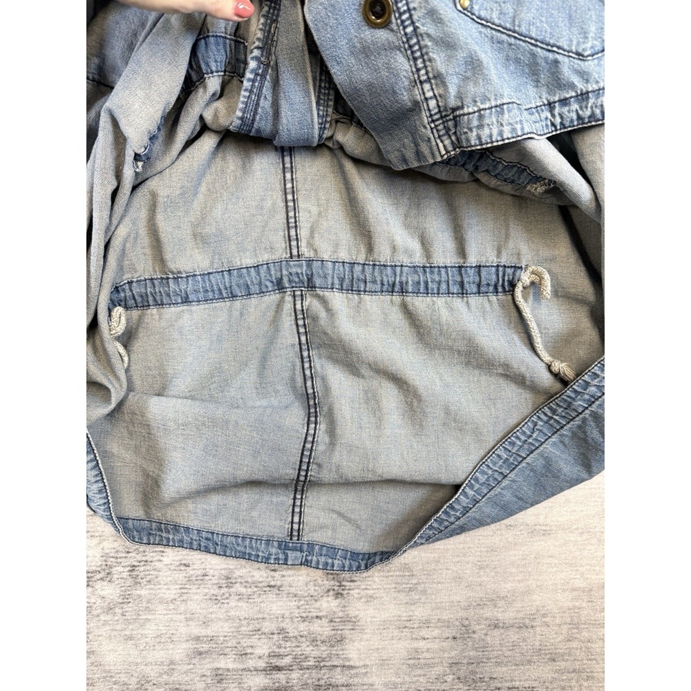Anthropologie Pilcro Kimono Chambray Jacket XS/S Blue Hooded Oversized Boho - Picture 4 of 8